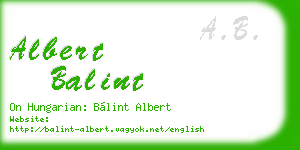 albert balint business card